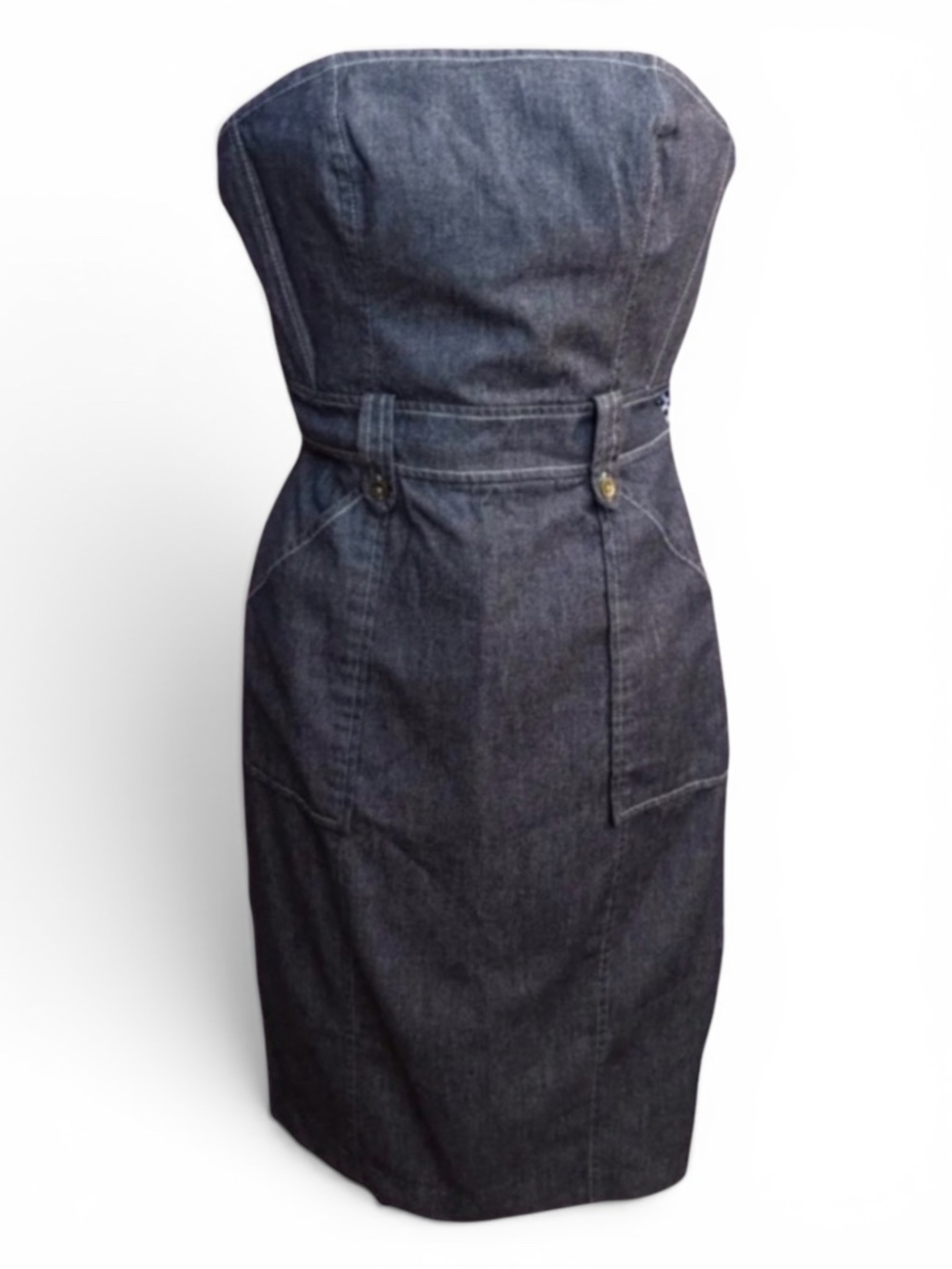 Y2K EXPRESS denim strapless midi dress